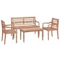 4 pcs conjunto lounge de jardim madeira de teca maciça