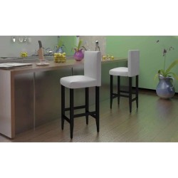 Bancos de bar 2 pcs couro artificial branco - vidaXL | Bancos de ba...