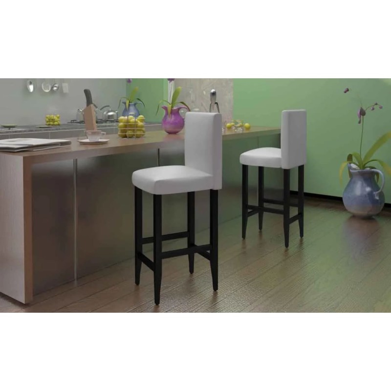 Bancos de bar 2 pcs couro artificial branco-Bancos de bar-Home Retail