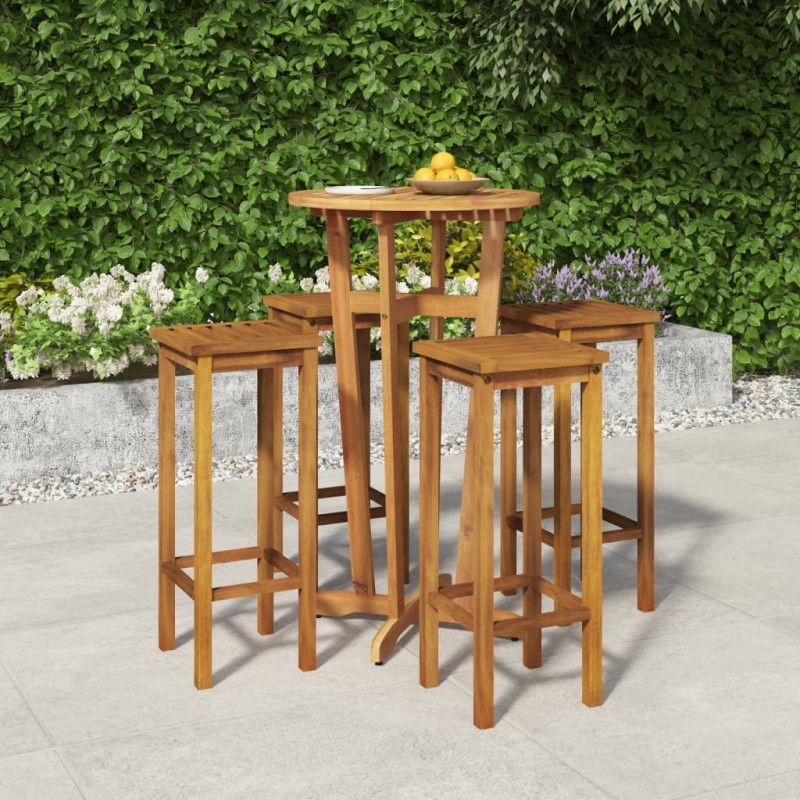 5 pcs conjunto de bar para jardim madeira de acácia maciça-Conjuntos de jardim-Home Retail