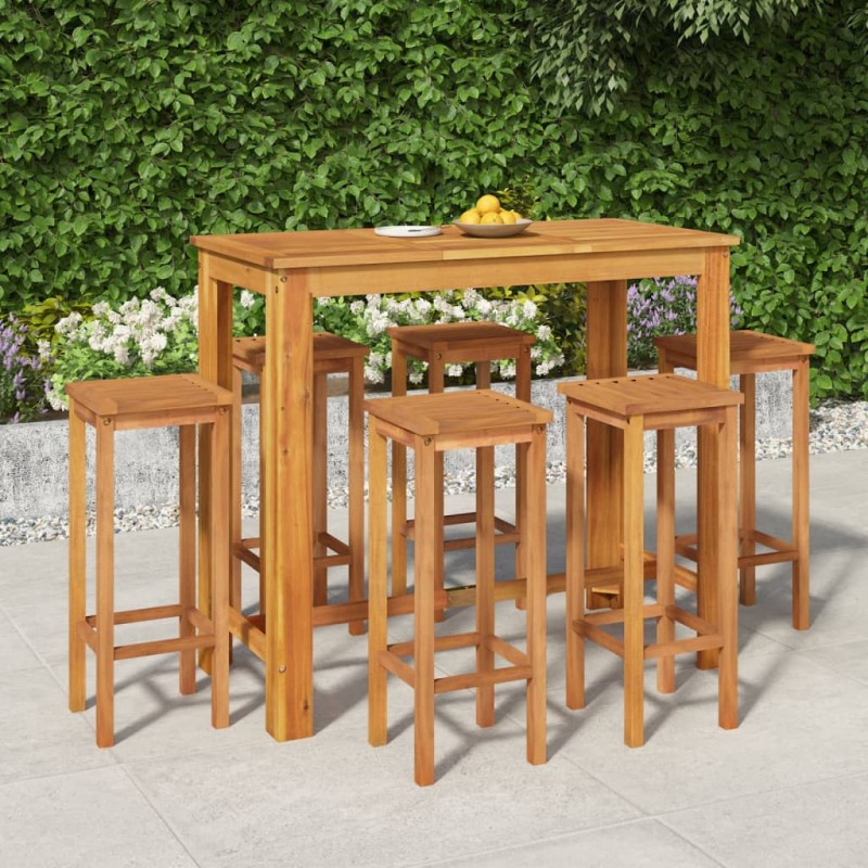 7 pcs Conjunto de bar para jardim madeira de acácia maciça-Conjuntos de jardim-Home Retail