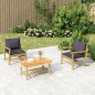 3pcs conj. lounge de jardim bambu c/ almofadões cinzento-escuro