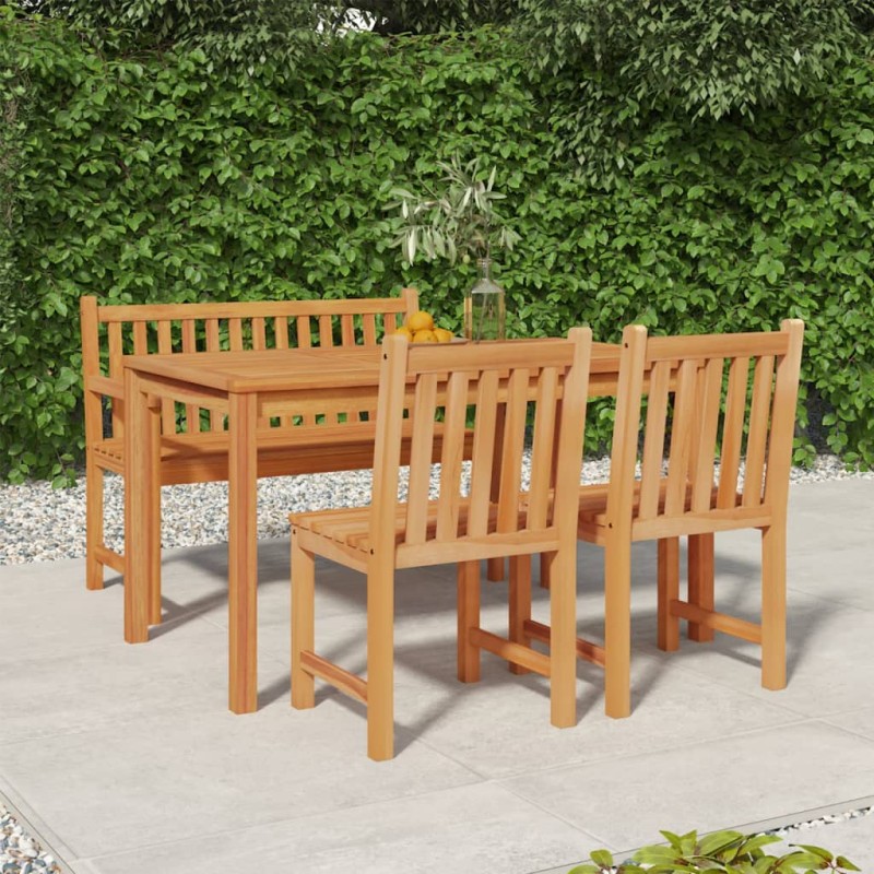 4 pcs conjunto de jantar p/ jardim madeira de teca maciça-Conjuntos de jardim-Home Retail