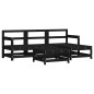 5pcs conjunto lounge jardim com almofadões madeira maciça preto