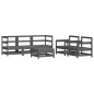 6 pcs conjunto lounge jardim c/ almofadões madeira maciça cinza