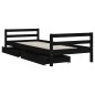 Estrutura cama infantil c/ gavetas 90x190 cm pinho maciço preto