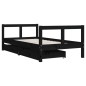 Estrutura cama infantil c/ gavetas 80x160 cm pinho maciço preto