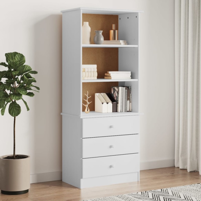 Estante c/ gavetas ALTA 60x35x142 cm pinho maciço branco-Estantes para livros-Home Retail