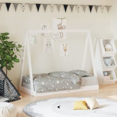 Estrutura de cama infantil 70x140 cm pinho maciço branco