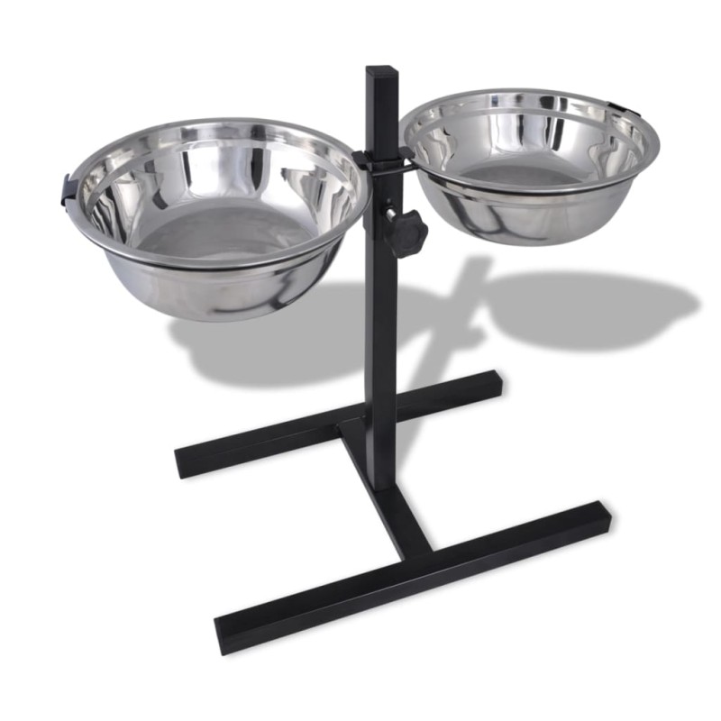 Comedouro canino, suporte duplo ajustável e 2 tigelas 1,6L, aço inox-Tigelas, alimentadores e bebedouros para animais de estimação-Home Retail