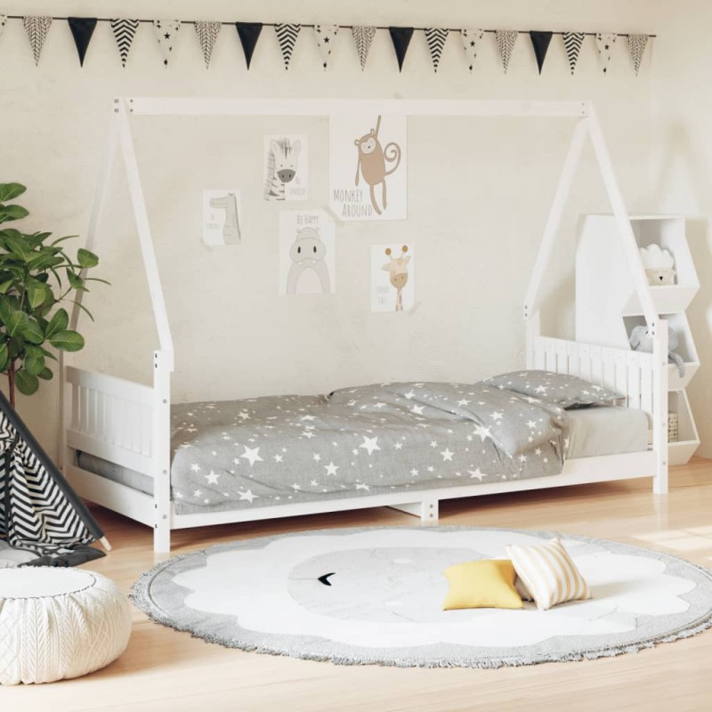 Estrutura de cama infantil 80x200 cm pinho maciço branco-Berços e camas infantis-Home Retail