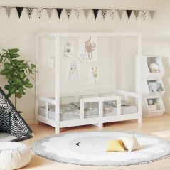 Estrutura de cama infantil 70x140 cm pinho maciço branco