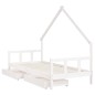 Estrutura cama infantil c/ gavetas 90x190cm pinho maciço branco