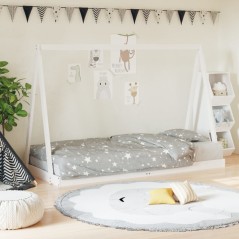 Estrutura de cama infantil 90x190 cm pinho maciço branco