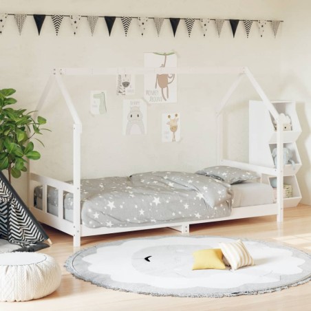 Estrutura de cama infantil 90x190 cm pinho maciço branco