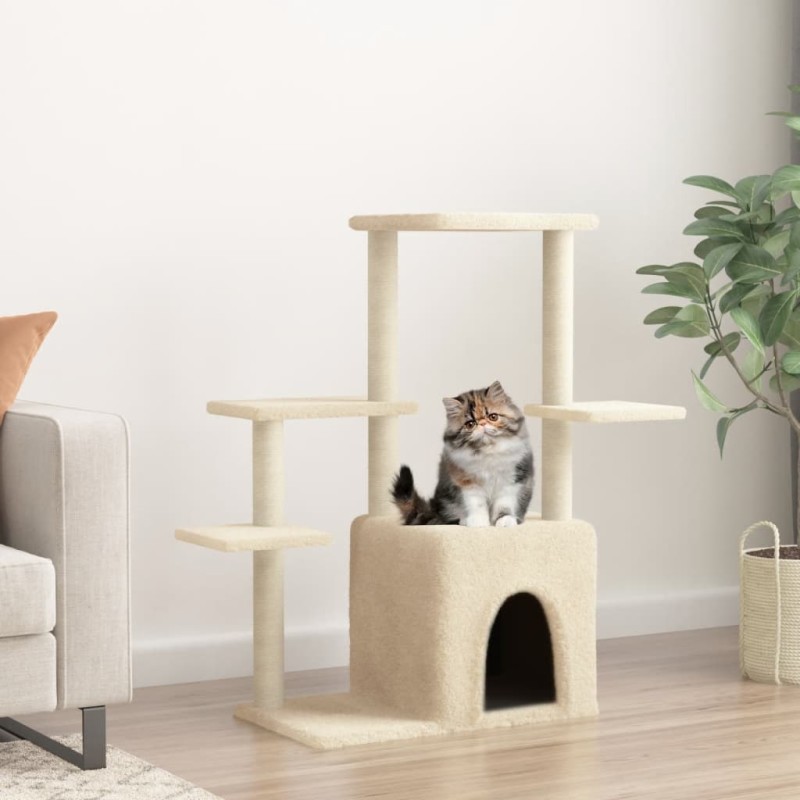 Árvore para gatos c/ postes arranhadores sisal 97,5 cm creme-Móveis para gatos-Home Retail