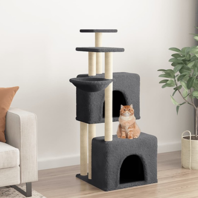 Árvore p/ gatos c/ postes arranhadores sisal 122cm cinza-escuro-Móveis para gatos-Home Retail