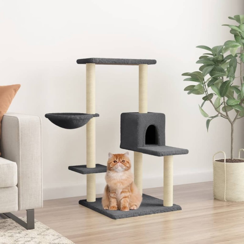 Árvore p/ gatos c/ postes arranhadores sisal 95 cm cinza-escuro-Móveis para gatos-Home Retail