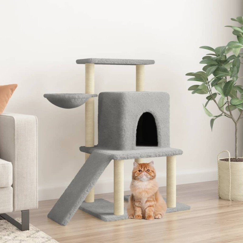 Árvore p/ gatos c/ postes arranhadores sisal 96,5cm cinza-claro-Móveis para gatos-Home Retail