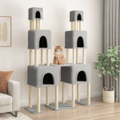 Árvore p/ gatos c/ postes arranhadores sisal 199 cm cinza-claro