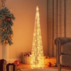 Cone iluminação Natal 60 luzes LED 120cm acrílico branco quente