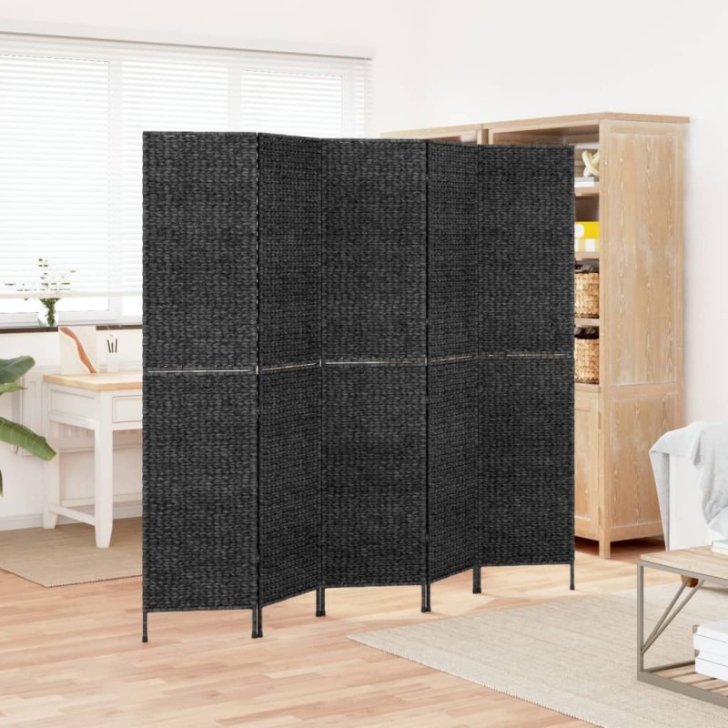 Biombo de 5 painéis 205x180 cm jacinto de água preto-Biombos-Home Retail