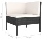 4 pcs conjunto lounge de jardim c/ almofadões vime PE preto