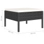 4 pcs conjunto lounge de jardim c/ almofadões vime PE preto