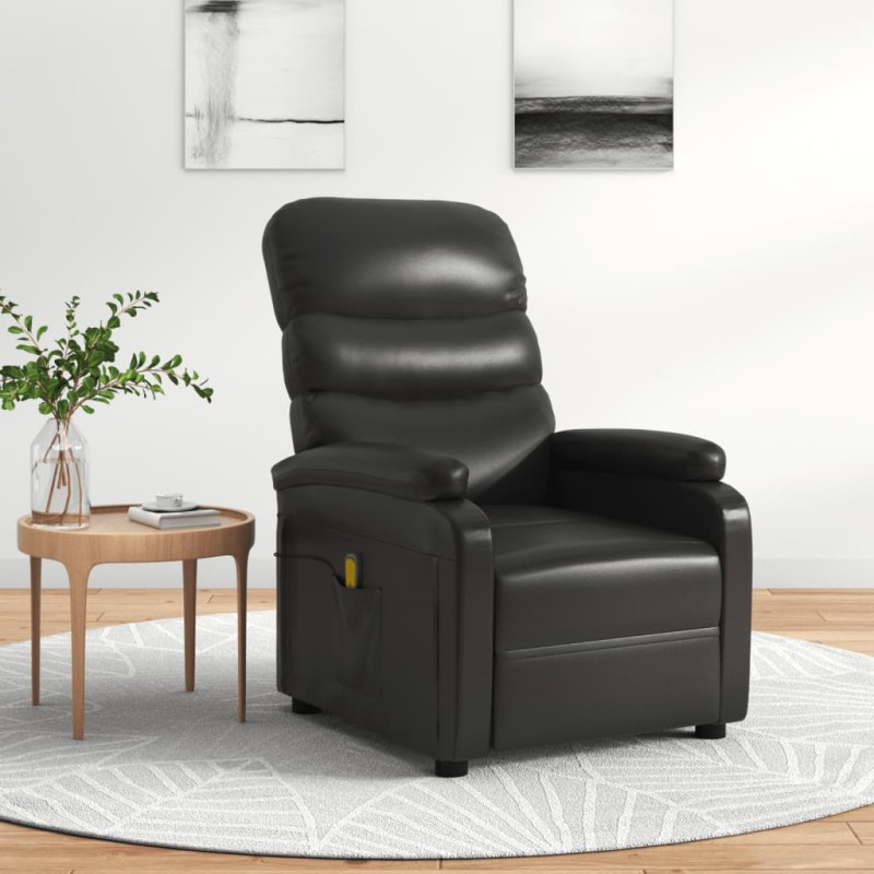 Poltrona de massagens couro artificial preto-Cadeiras de massagem elétricas-Home Retail