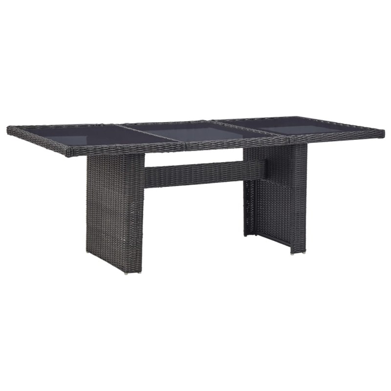 Mesa de jantar jardim 200x100x74 cm vidro e vime PE preto-Mesas de jardim-Home Retail