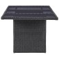 Mesa de jantar jardim 200x100x74 cm vidro e vime PE preto