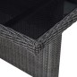 Mesa de jantar jardim 200x100x74 cm vidro e vime PE preto