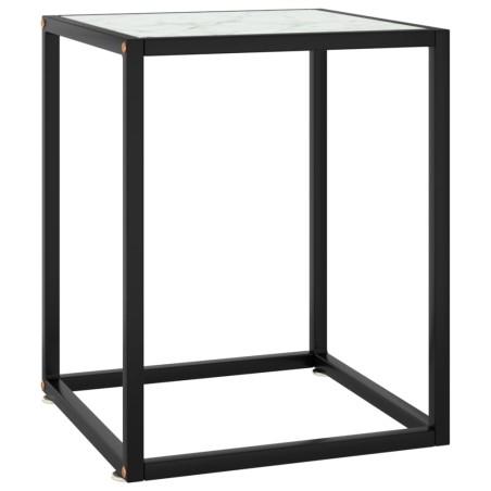 Mesa de centro 40x40x50 cm preto com vidro marmorizado branco