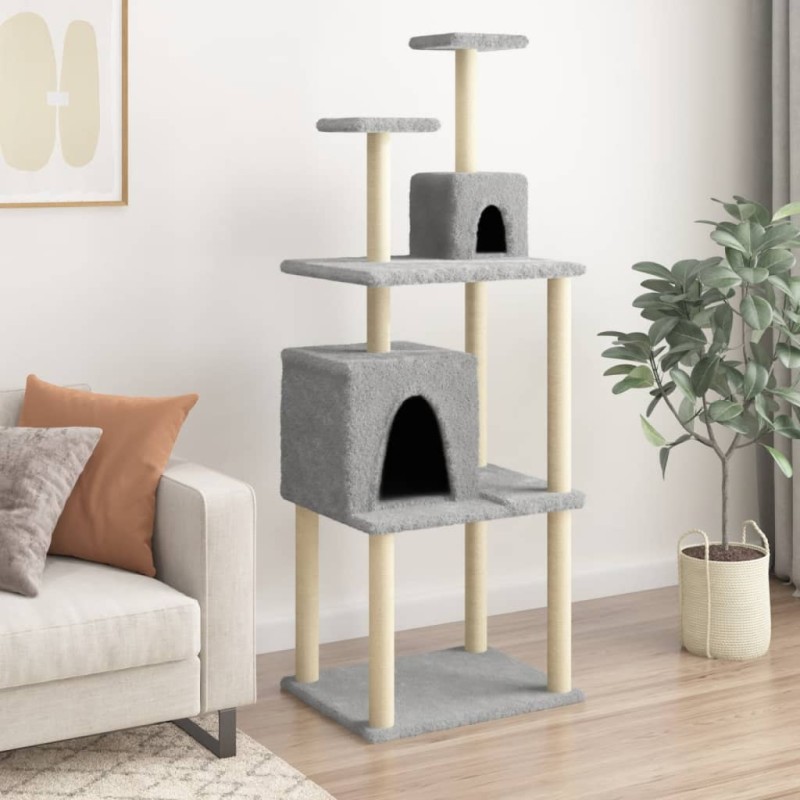 Árvore p/ gatos c/ postes arranhadores sisal 167 cm cinza-claro-Móveis para gatos-Home Retail