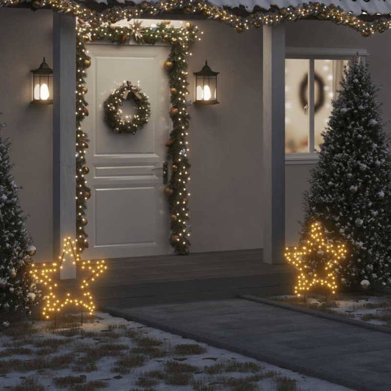 Decoração estrela de Natal c/ luz e estacas 80 luzes LED 60 cm-Luzes de Natal-Home Retail