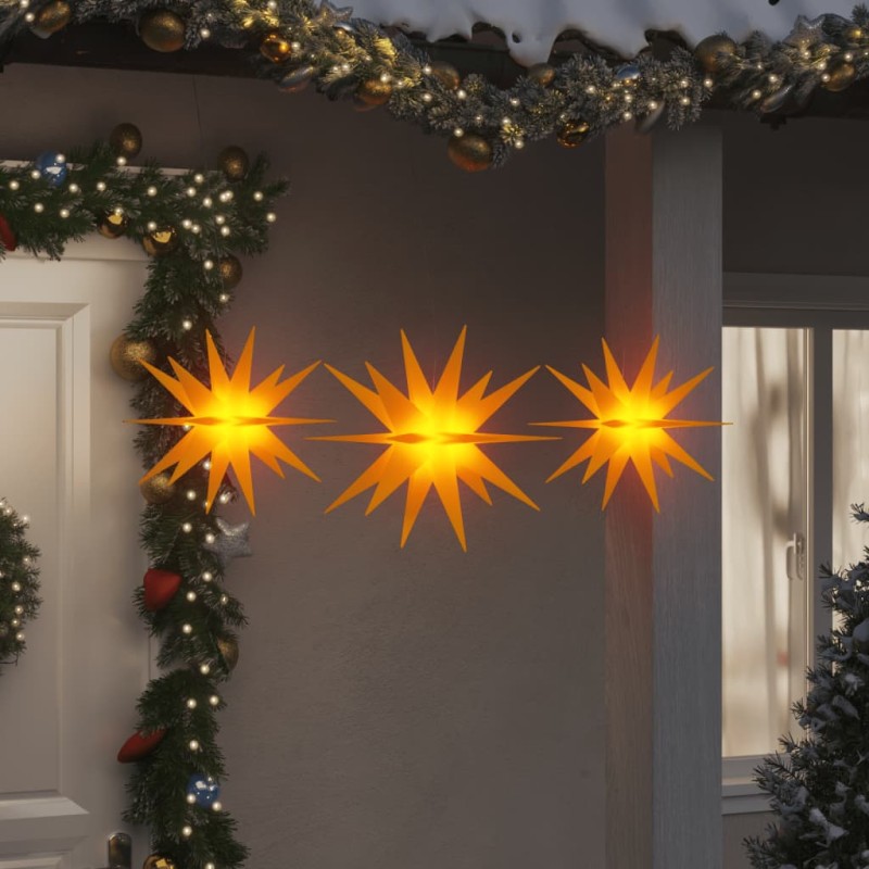 Luzes de Natal com LEDs 3 pcs dobrável amarelo-Luzes de Natal-Home Retail