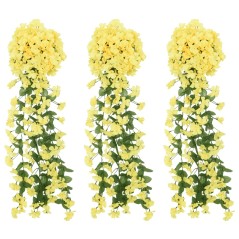 Grinaldas de flores artificiais 3 pcs 85 cm amarelo