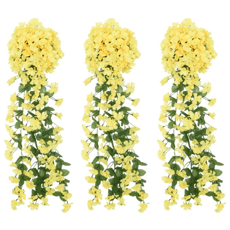 Grinaldas de flores artificiais 3 pcs 85 cm amarelo-Coroas de flores e grinaldas-Home Retail