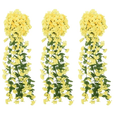 Grinaldas de flores artificiais 3 pcs 85 cm amarelo