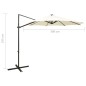 Guarda-sol cantilever c/ poste e luzes LED 300 cm areia