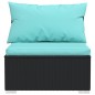 4 pcs conjunto lounge de jardim c/ almofadões vime PE preto