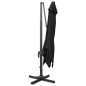 Guarda-sol cantilever c/ poste e luzes LED 300 cm preto