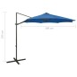 Guarda-sol cantilever c/ poste e luzes LED 300 cm azul-ciano