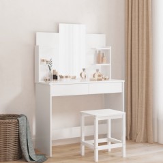 Toucador com espelho 96x39x142 cm branco brilhante