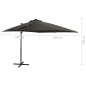 Guarda-sol cantilever c/ poste e luzes LED 250 cm antracite