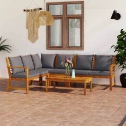 5 pcs conjunto lounge de jardim c/ almofadões acácia maciça