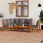 5 pcs conjunto lounge de jardim c/ almofadões acácia maciça