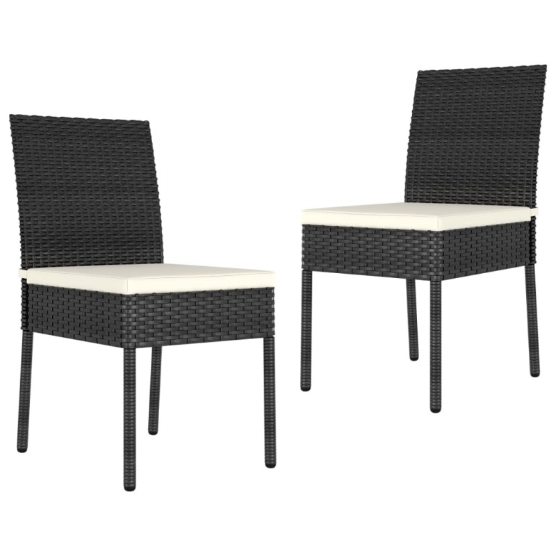 Cadeiras de jantar para jardim 2 pcs vime PE preto-Cadeiras de jardim-Home Retail