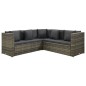 4 pcs conjunto lounge de jardim c/ almofadões vime PE cinzento