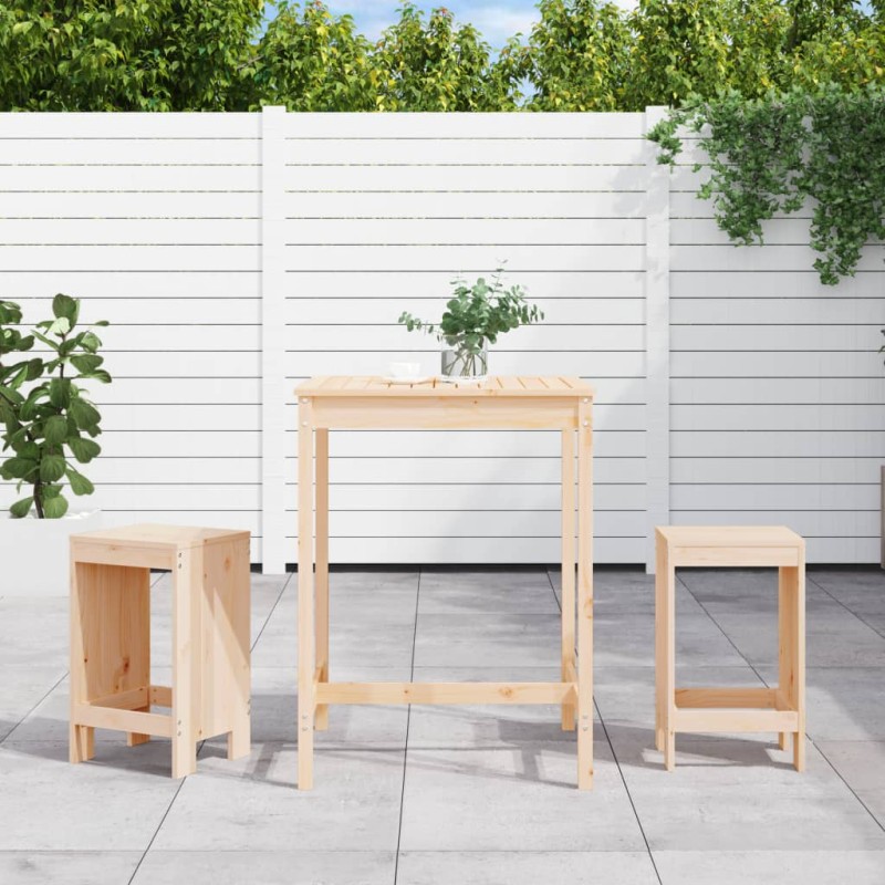 3 pcs conjunto de bar para jardim madeira de pinho maciça-Conjuntos de jardim-Home Retail